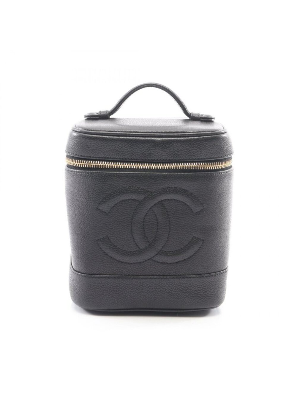 Chanel Handbag CC Logo Black Caviar Leather CC